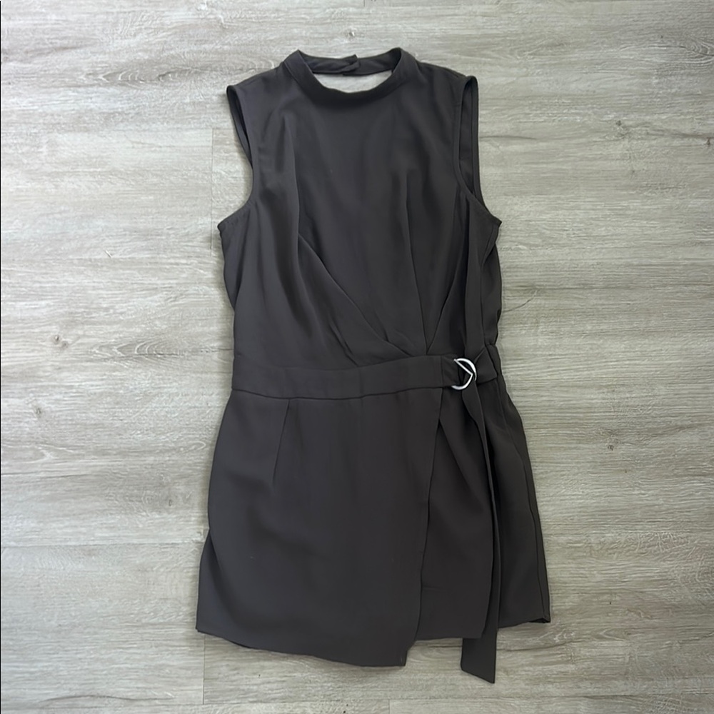 Forever 21 Brown Sleeveless Mock Neck Jumpsuit